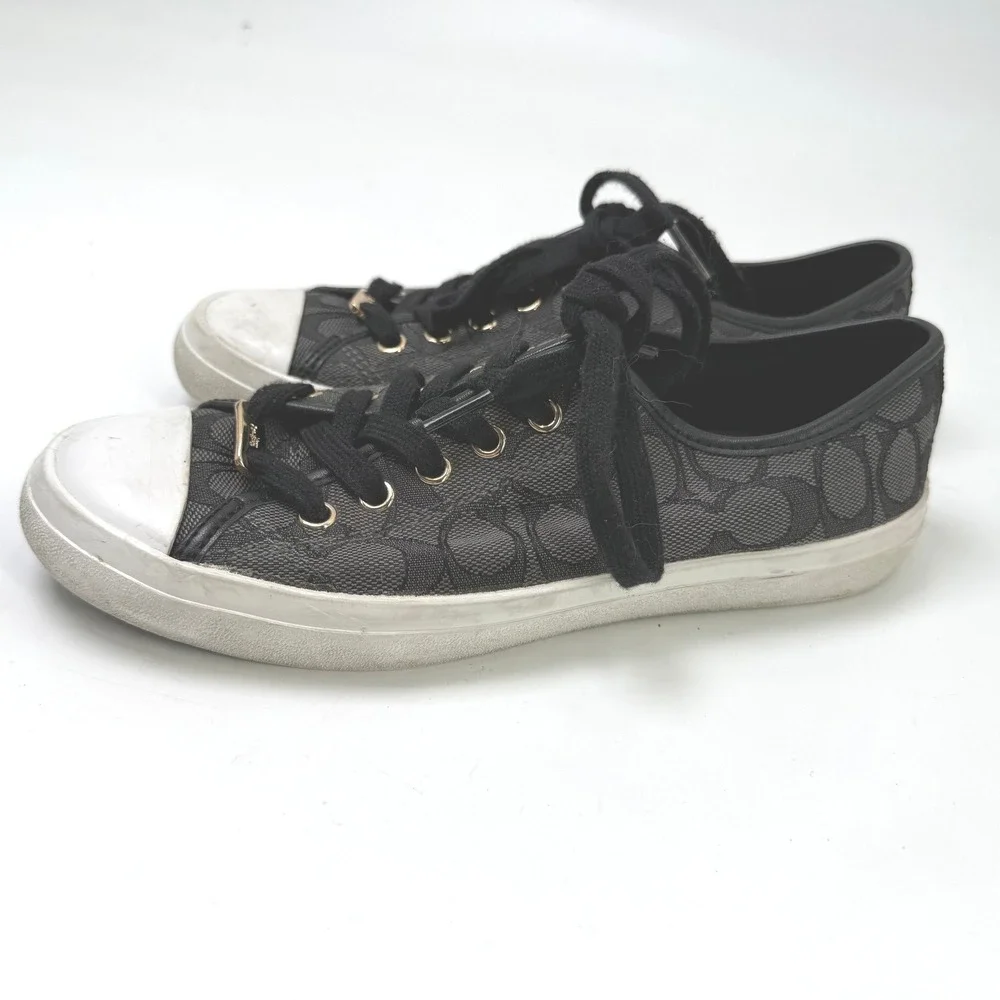 Coach Empire Sneakers Women 7.5B Signature Monogram Black‎ Designer Streetwear